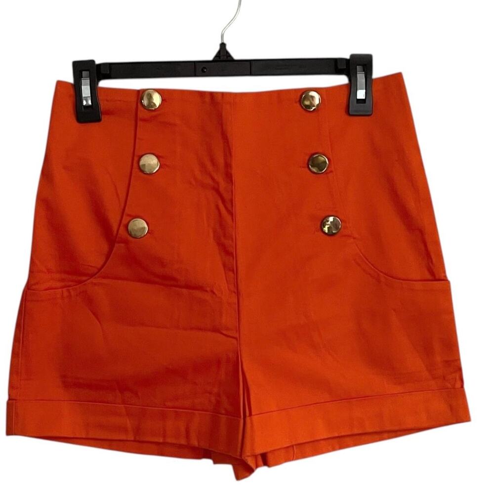 Gaia Orange and Gold Pinup Shorts: 90s, Y2K, Modern